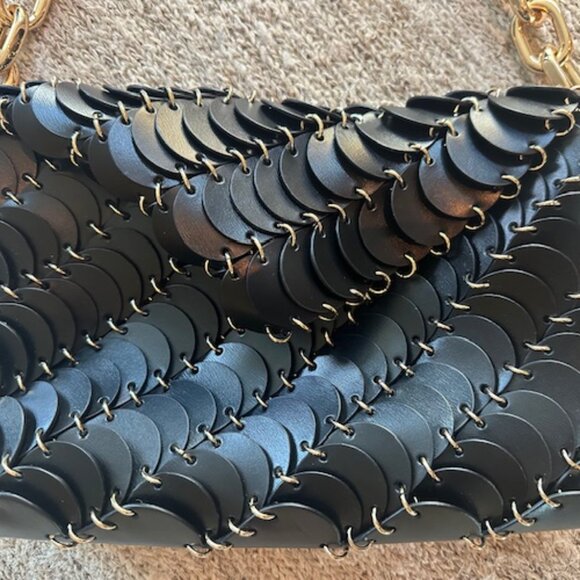 Rabanne Shoulder Bag black leather with chain strap - Picture 6 of 7